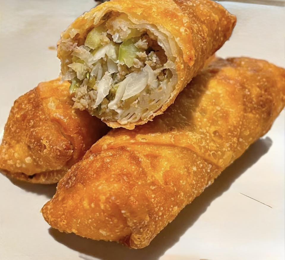close up of egg roll